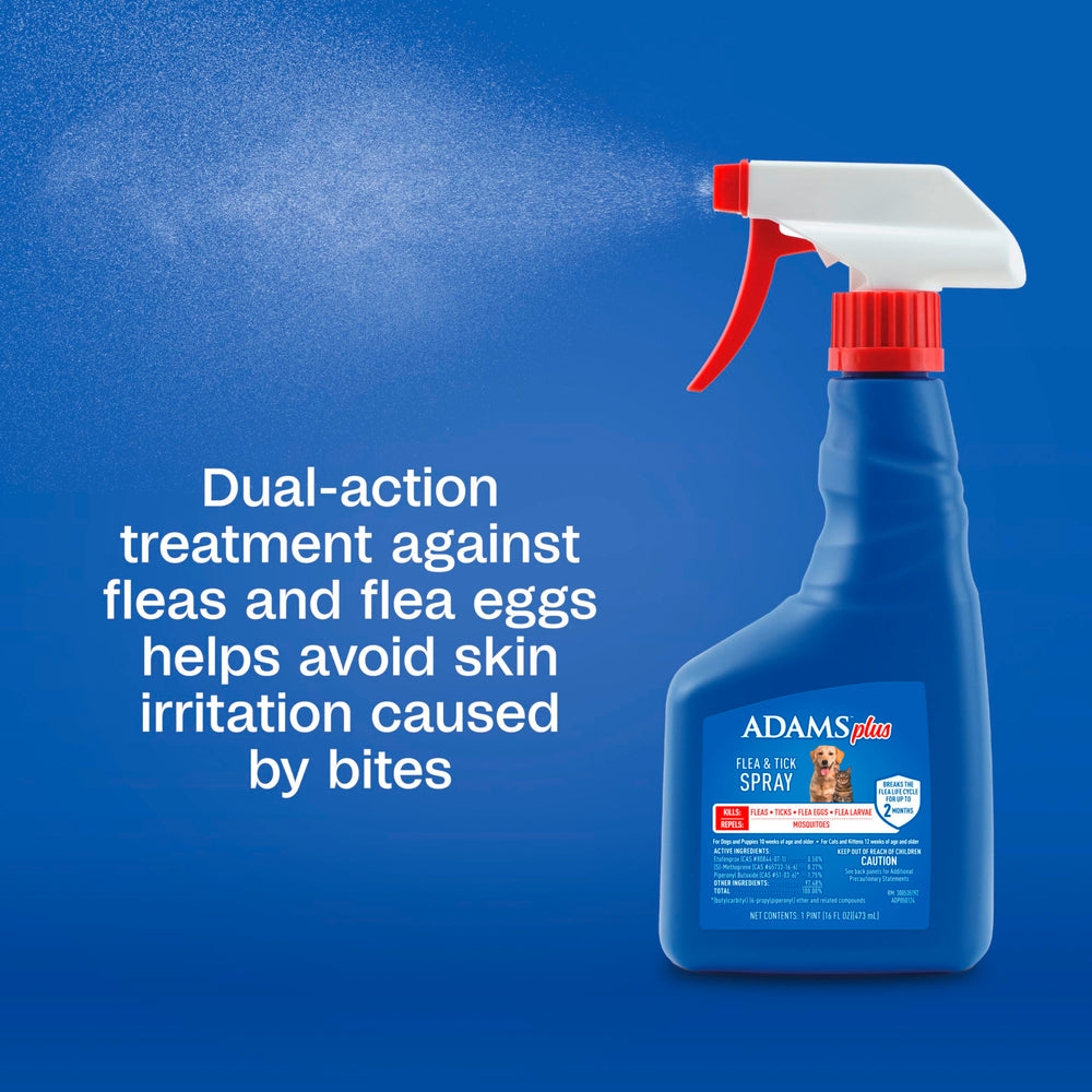 ADAMS Plus Spray destaca la aplicación rápida con gatillo para uso cotidiano.