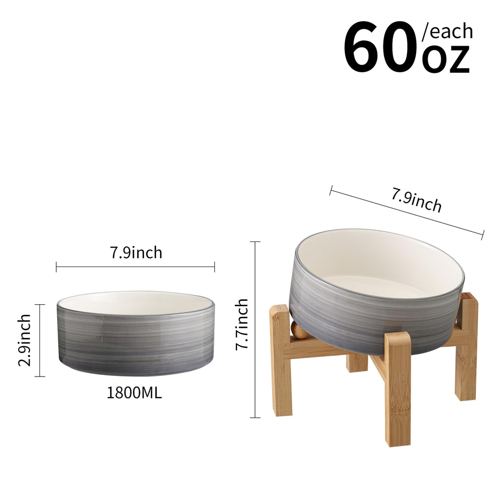 Addggo bamboo wood stand with non-slip base stabilizes large-breed feeding sessions