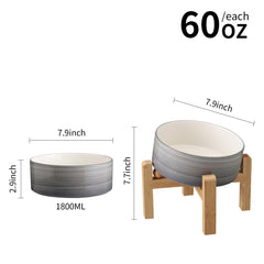 Addggo bamboo wood stand with non-slip base stabilizes large-breed feeding sessions