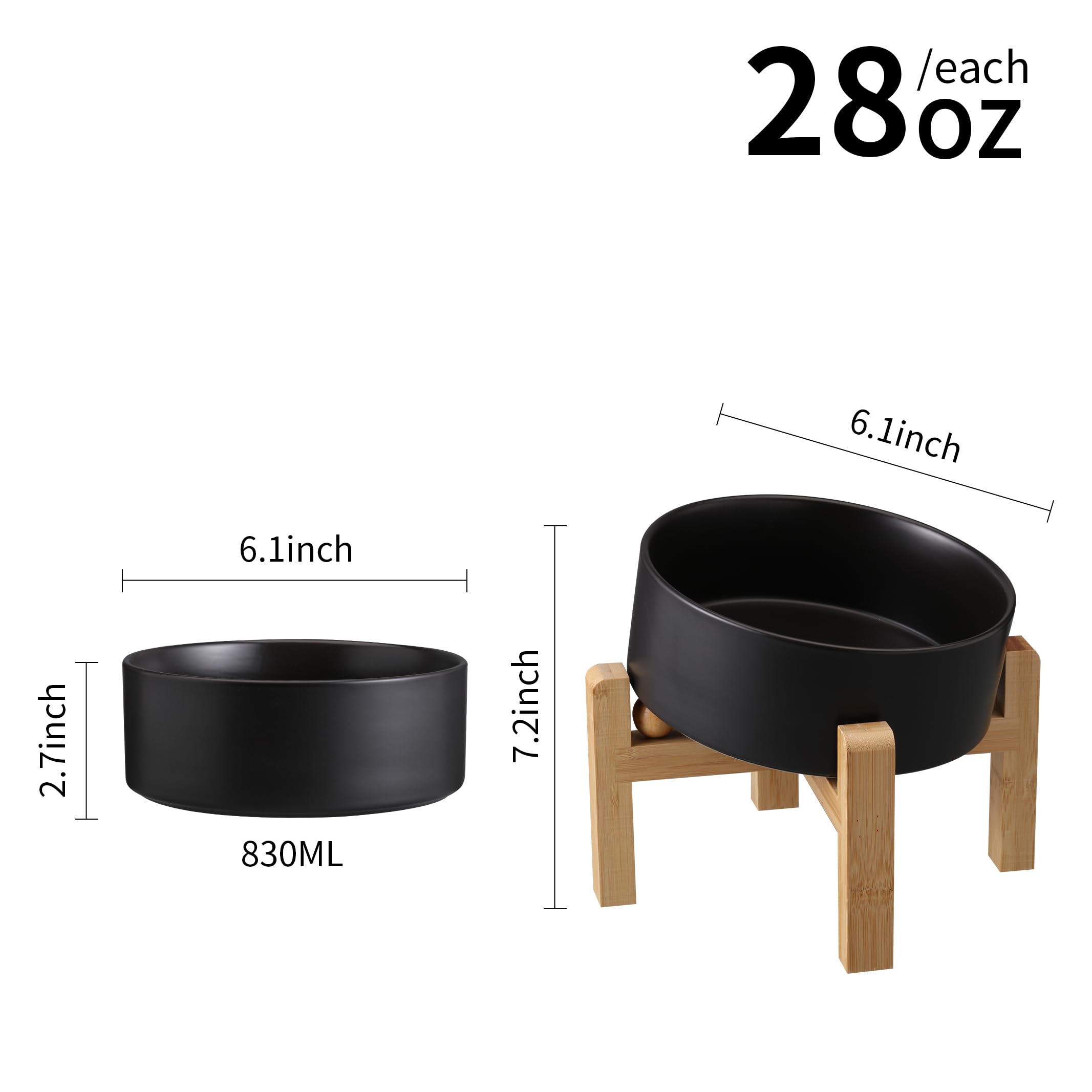 Addggo ceramic porcelain bowl with 3.6 cup capacity for dry or wet meals.