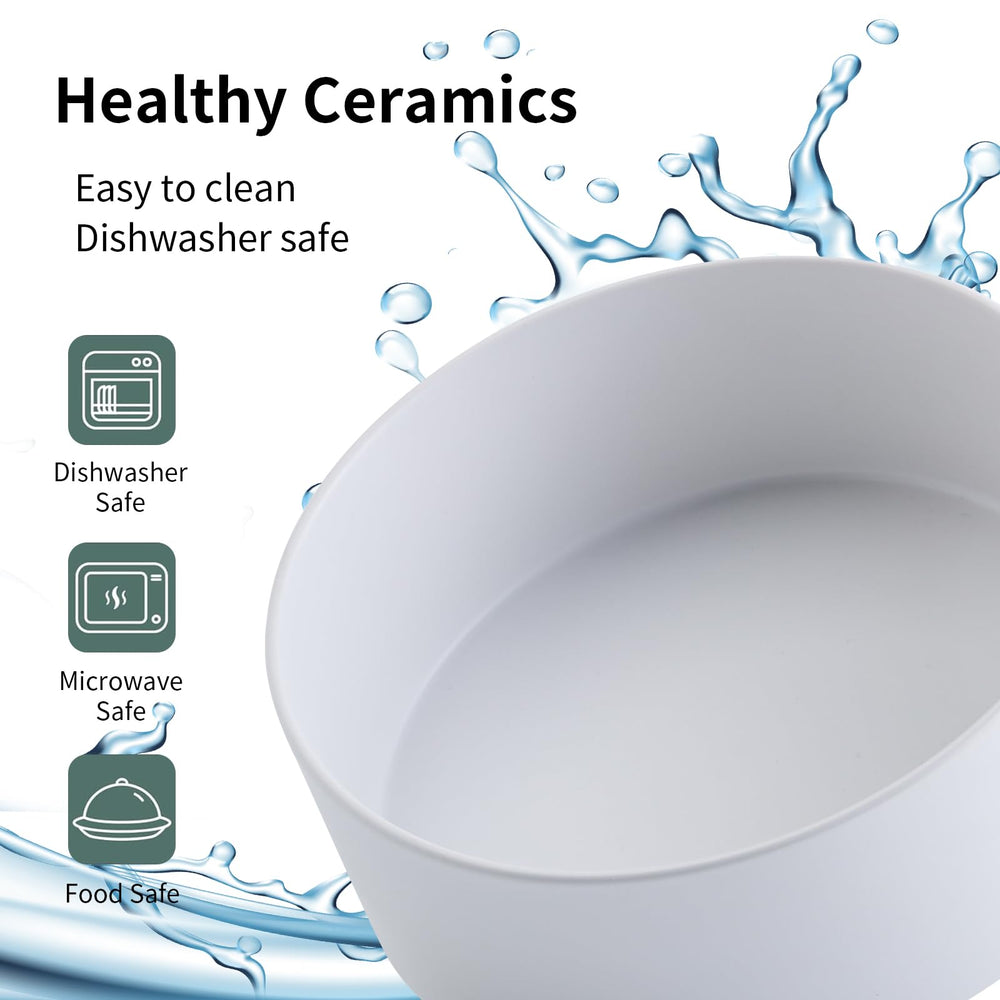 Addggo heavy-weight ceramic bowl on stand demonstrating stability against eager eaters