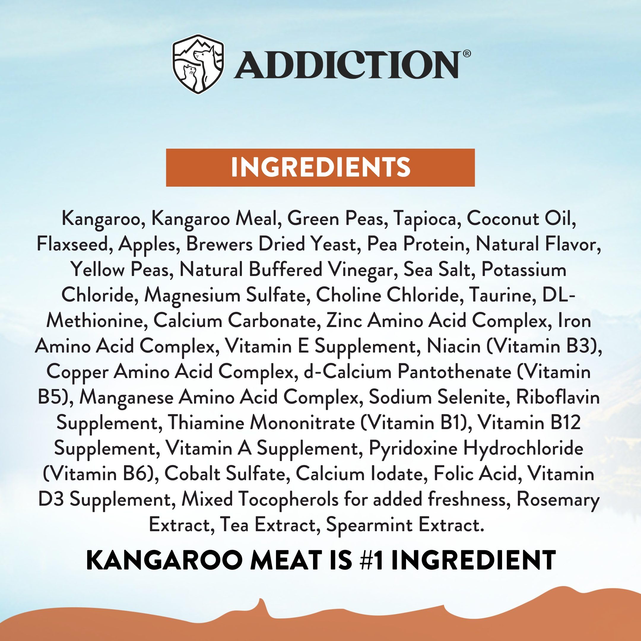 Addiction Wild Kangaroo New Zealand manufacturing label signaling quality.