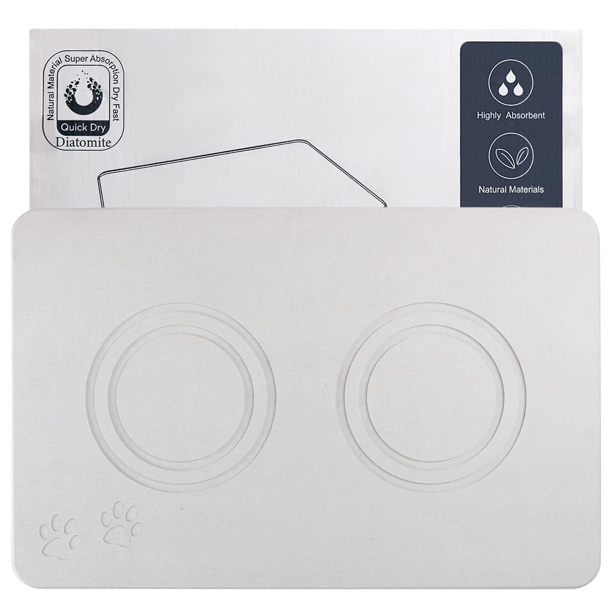 Addogyy stone mat 60x39cm quickly absorbs moisture for tidy feeding areas.