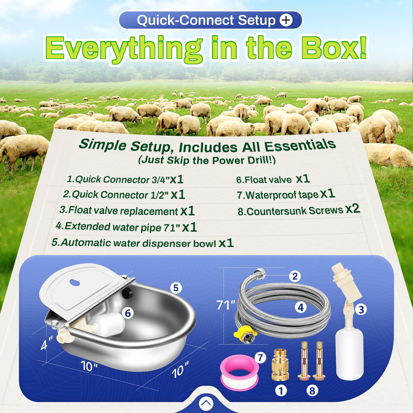 Ademon quick-connectors 12-to-34-inch fit most faucets easily.