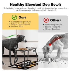 ADENGL 16-inch height raised stand demonstrating ergonomic feeding position for dogs.