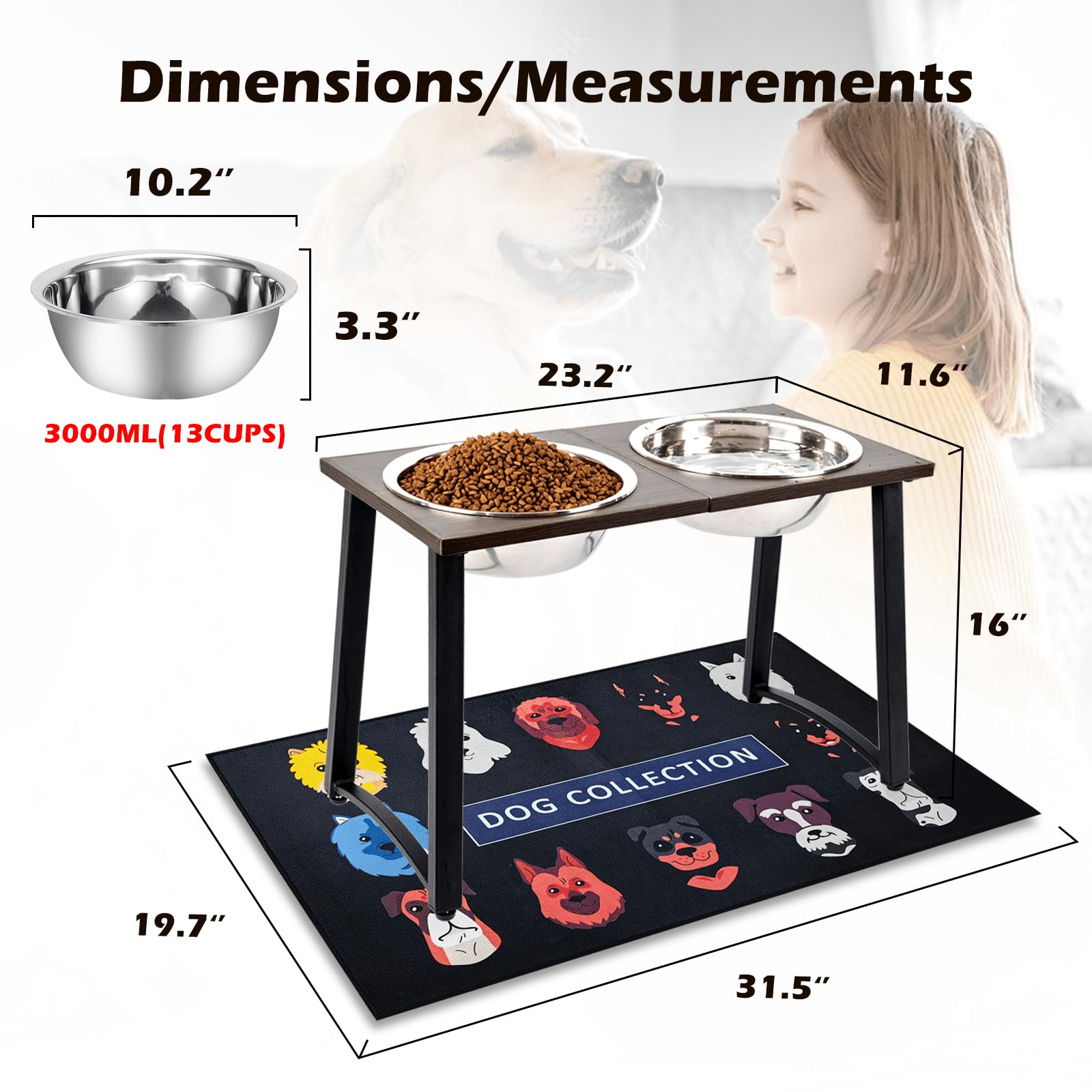 ADENGL anti-slip stand stays stable during meals for large dogs