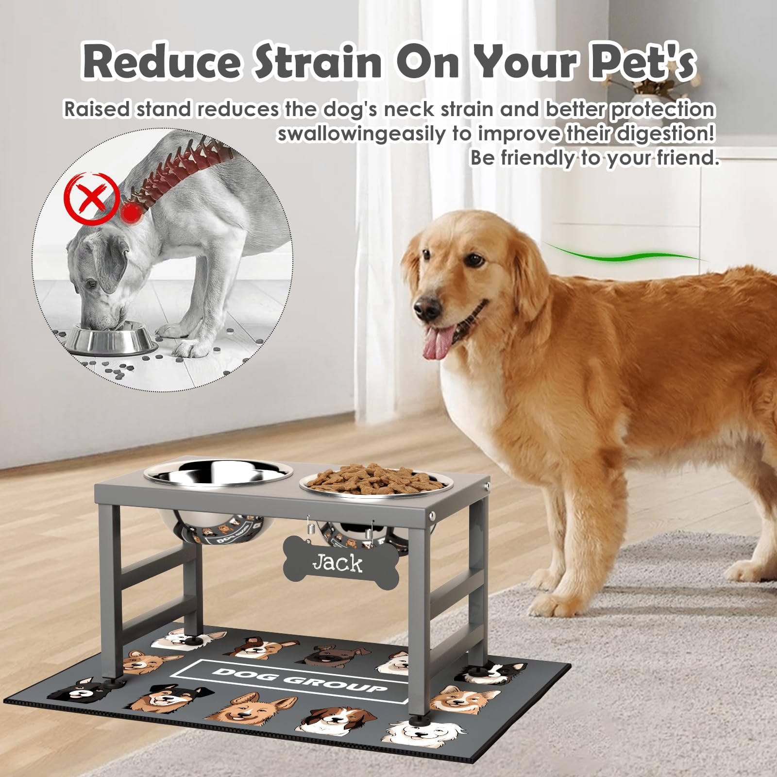 ADENGL elevated dog bowls stand assembly demonstrates quick setup for home or travel.