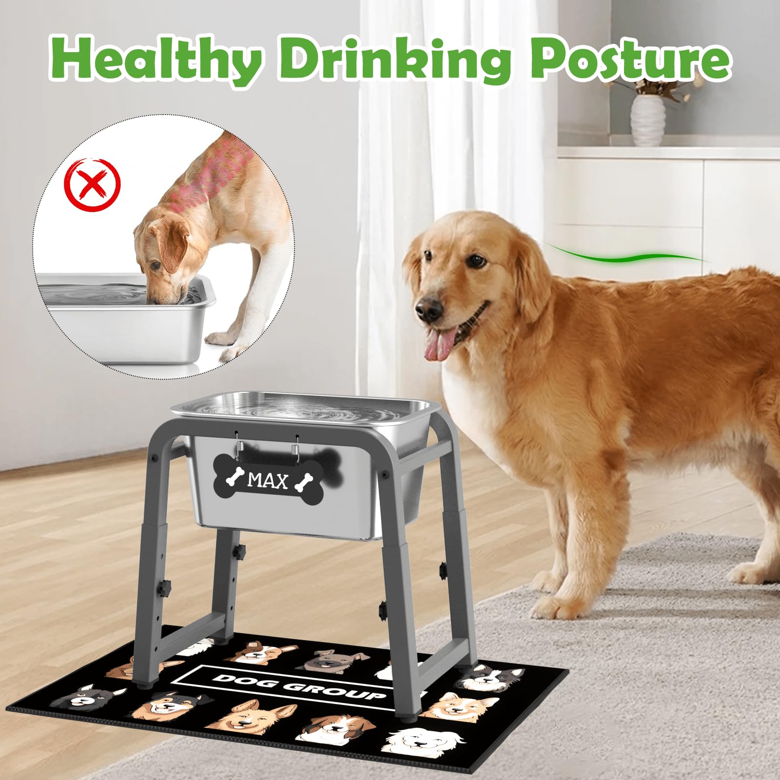 ADENGL dog water bowl stainless steel for easy cleaning and long-lasting durability.