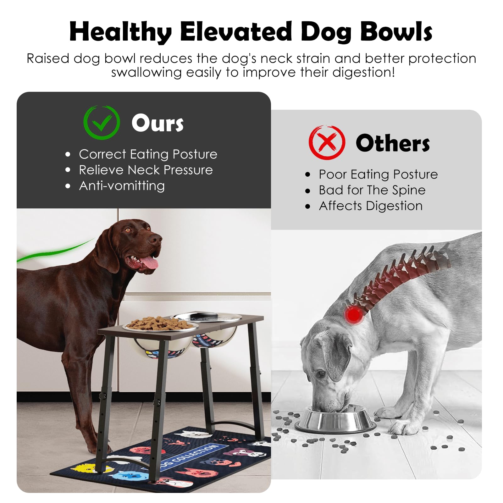 ADENGL dual 3000ml stainless steel bowls offer durable, easy-clean mealtime