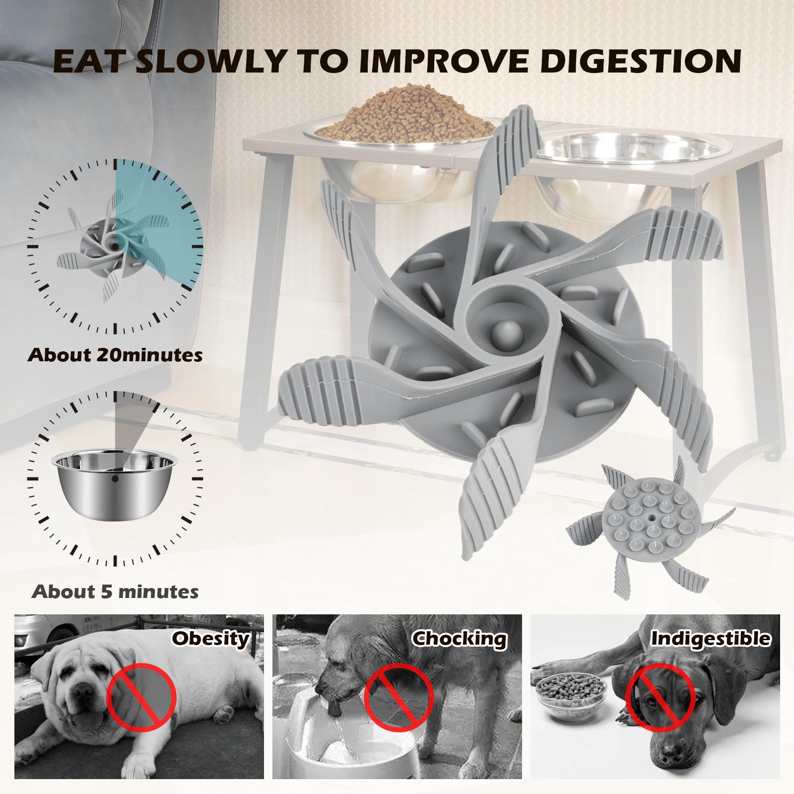 ADENGL easy-clean rust-resistant bowls and stand simplify maintenance
