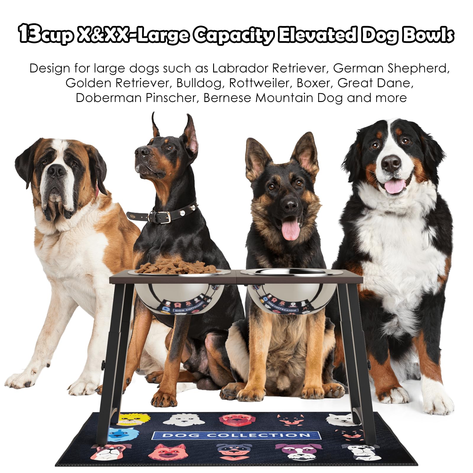 ADENGL height-adjustment-4-levels enables ergonomic dining for large breeds.