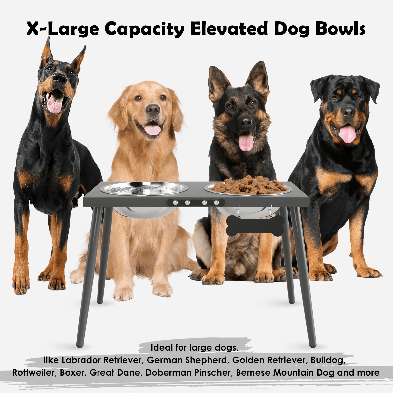ADENGL elevated dog bowls with 70oz bowls for fewer refills during extended meals