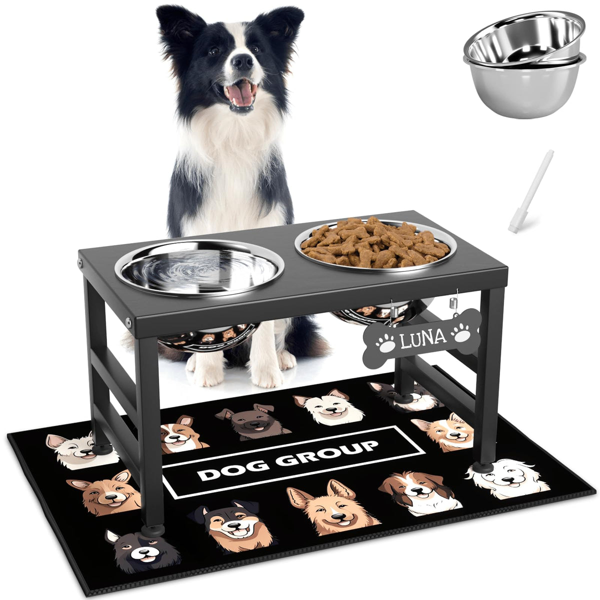 ADENGL elevated dog bowls stand provides ergonomic feeding height for dogs