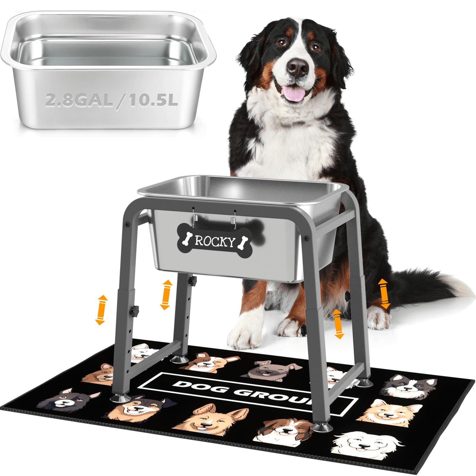 ADENGL elevated dog water bowl stand offers adjustable height for comfortable hydration.