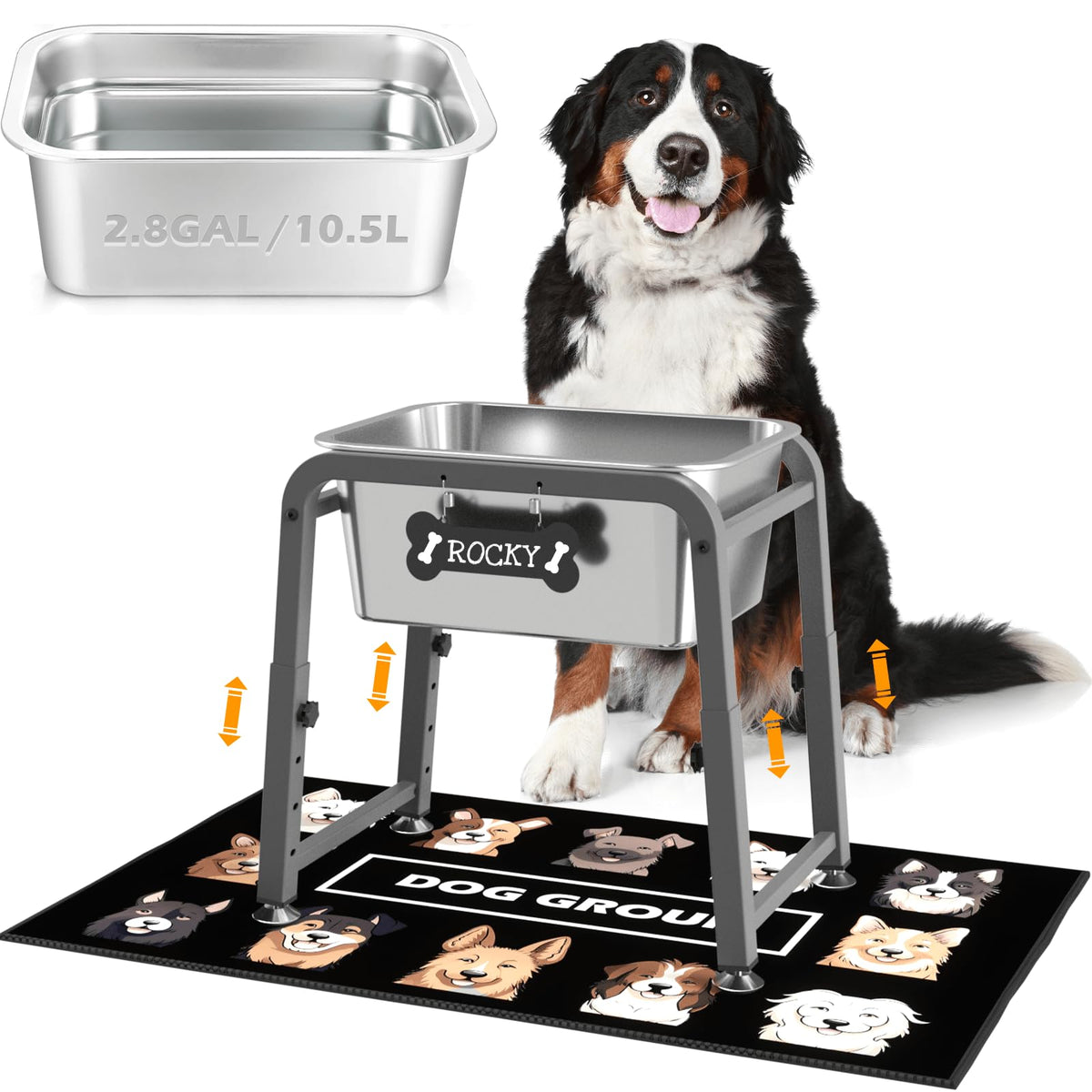 ADENGL elevated dog water bowl stand offers adjustable height for comfortable hydration.