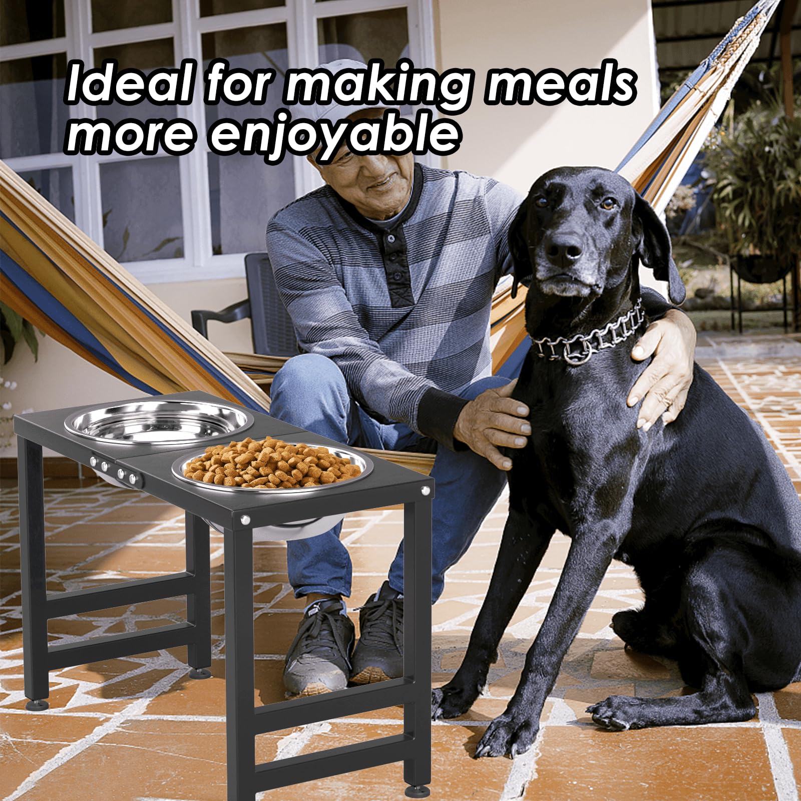 ADENGL large-breed mealtime setup supports comfortable eating posture.