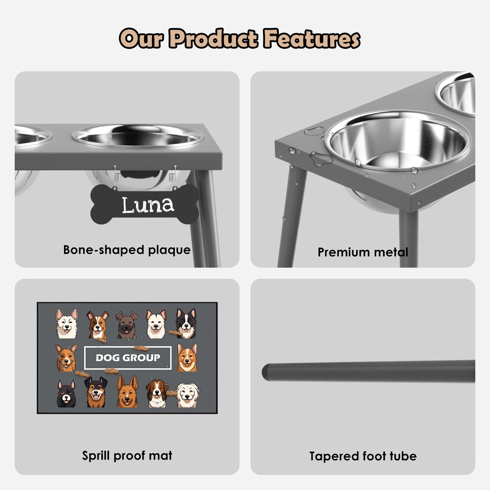 ADENGL non-slip feet keep bowls stable during meals.