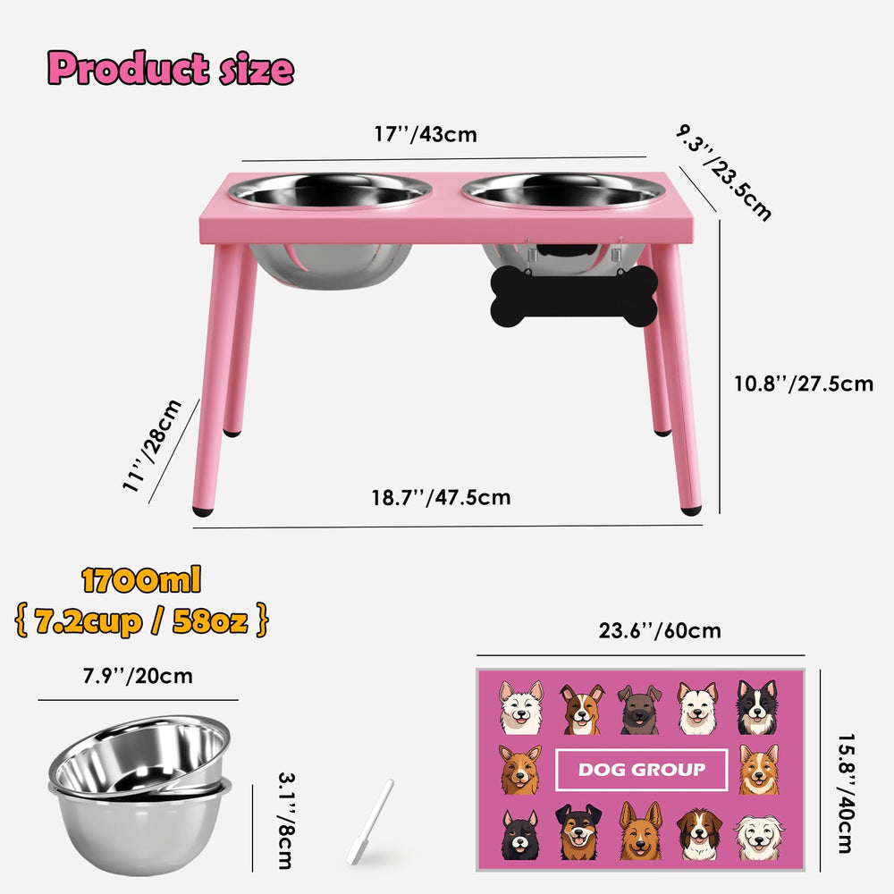 ADENGL raised dining station with non-slip mat keeps the feeding area tidy