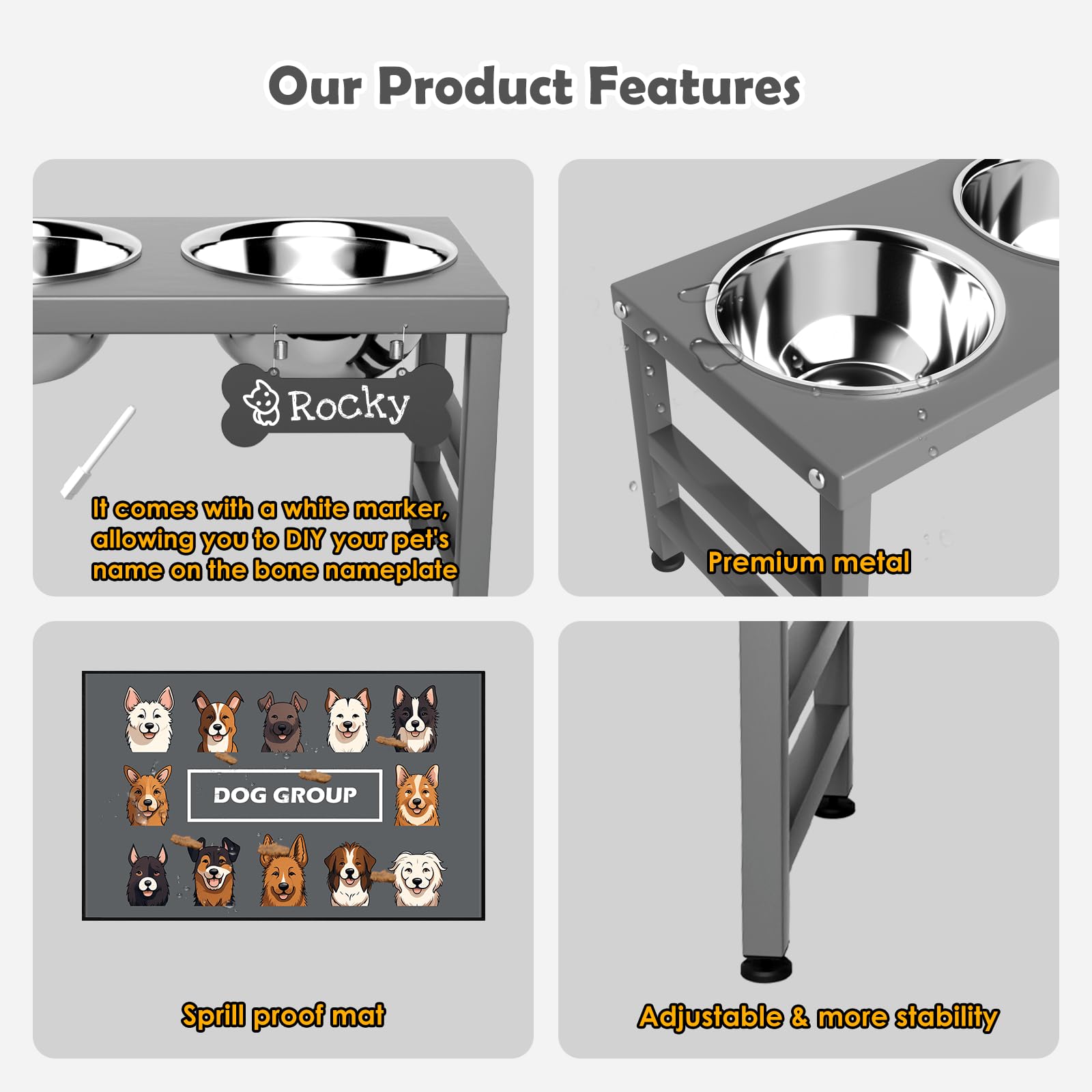 ADENGL spill proof mat under bowls keeps floors clean during meals.
