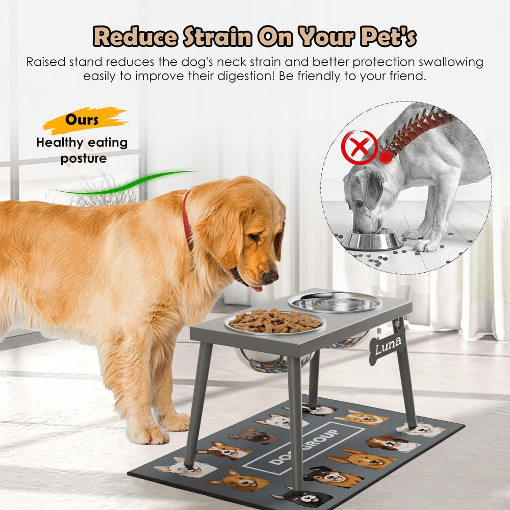 ADENGL spill-proof mat under stand keeps feeding area clean.
