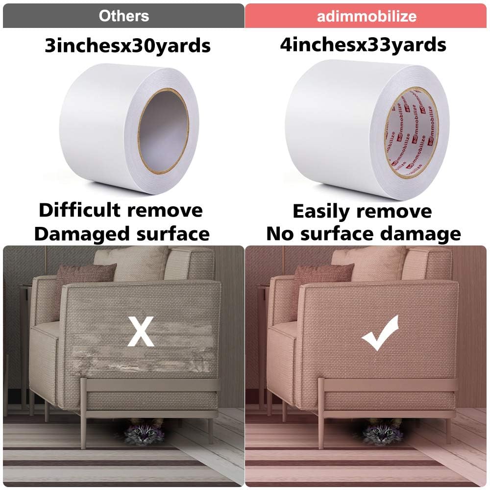 Adimmobilize cat scratch tape clear roll demonstrates unobtrusive protection.