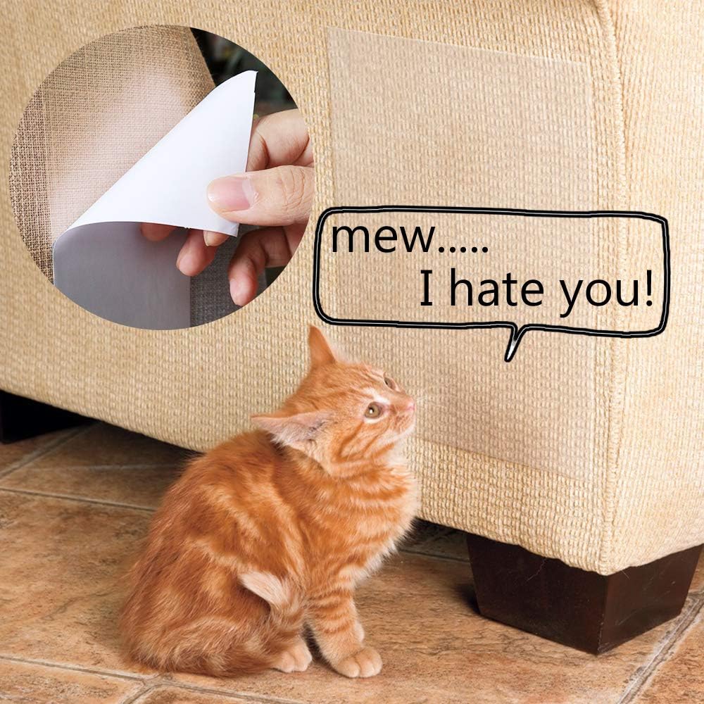 Adimmobilize cat scratch tape on couch edge creates a chew-free boundary for furniture.