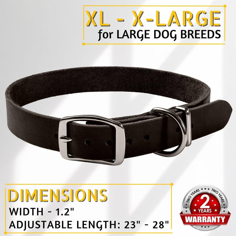 ADITYNA Handmade top-grain leather collar showing stitching for premium feel