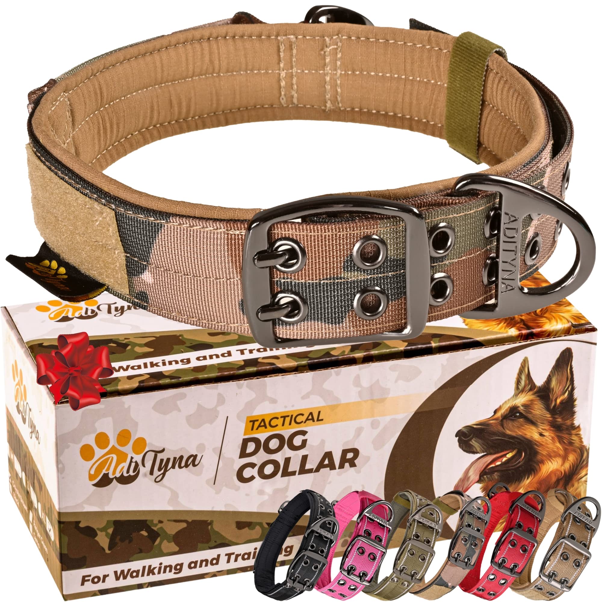 ADITYNA camo collar stitching and materials closeup emphasize durability.