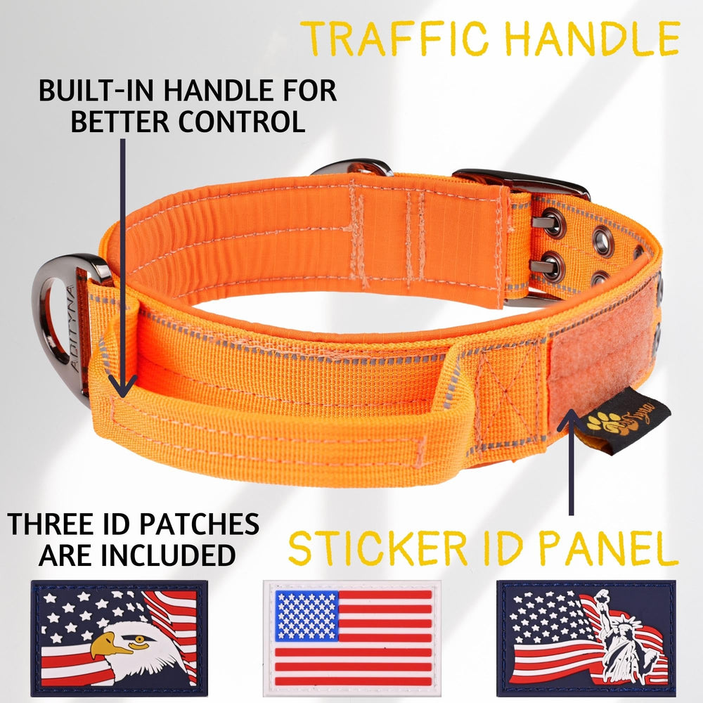 ADITYNA collar handle closeup highlighting easy-grab control for training and walking