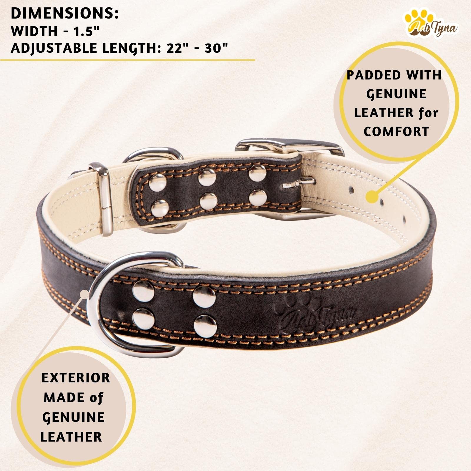 ADITYNA handcrafted dog collar premium materials with gift-ready packaging