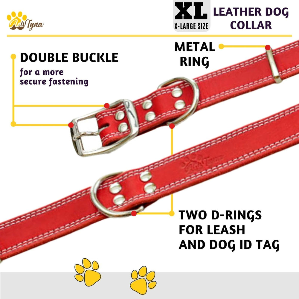 ADITYNA handmade leather collar showcases craftsmanship and premium feel for XL dogs.