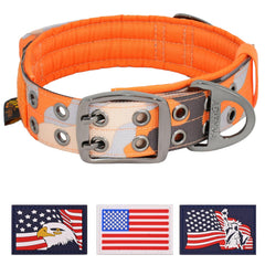 ADITYNA heavy-duty dog collar with camo orange handle closeup for training control.