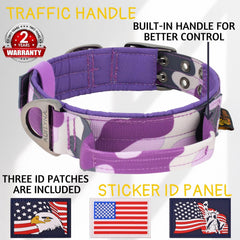 ADITYNA camo purple collar with handle close-up emphasizes training and control potential.