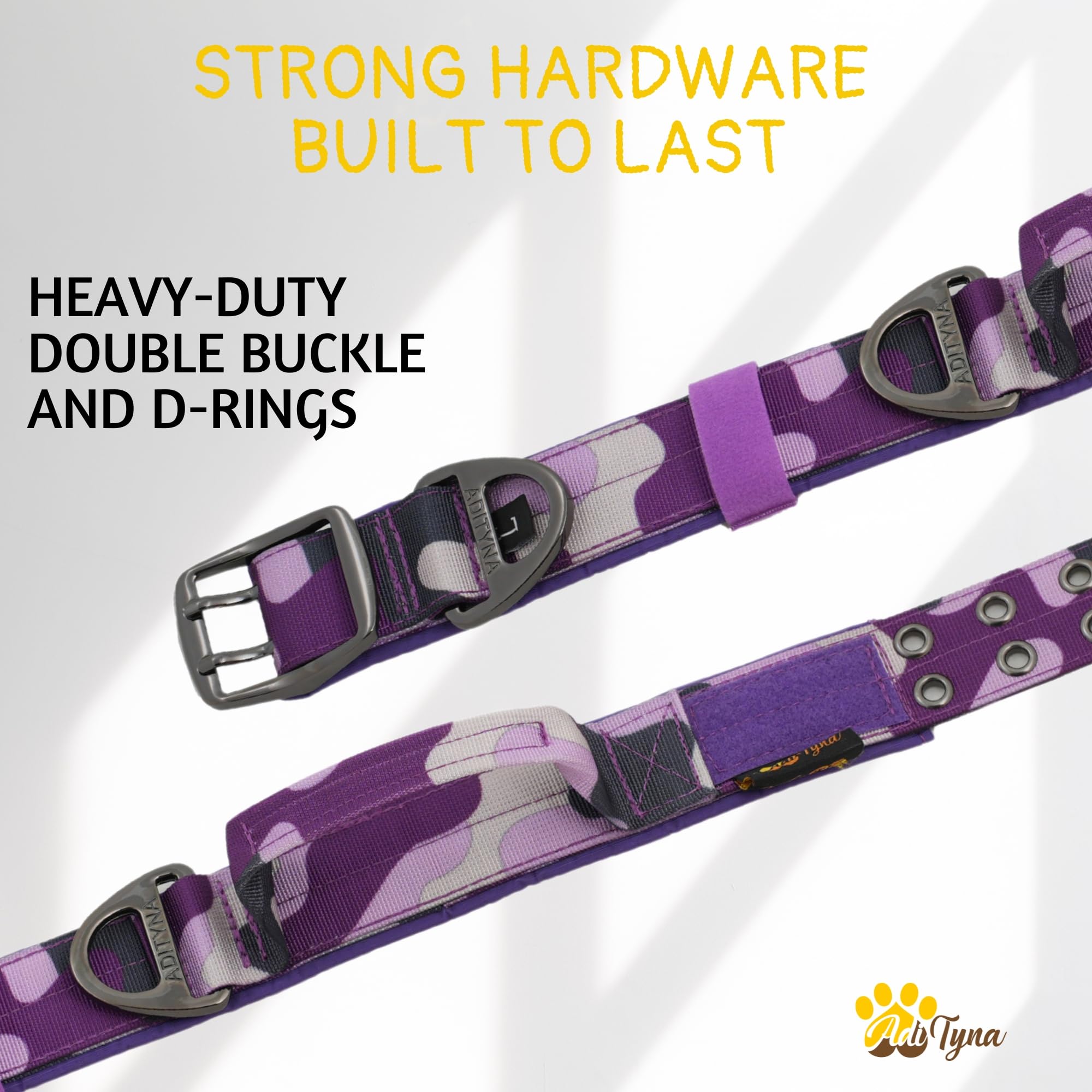 ADITYNA heavy-duty collar in action during training and walking demonstrations.