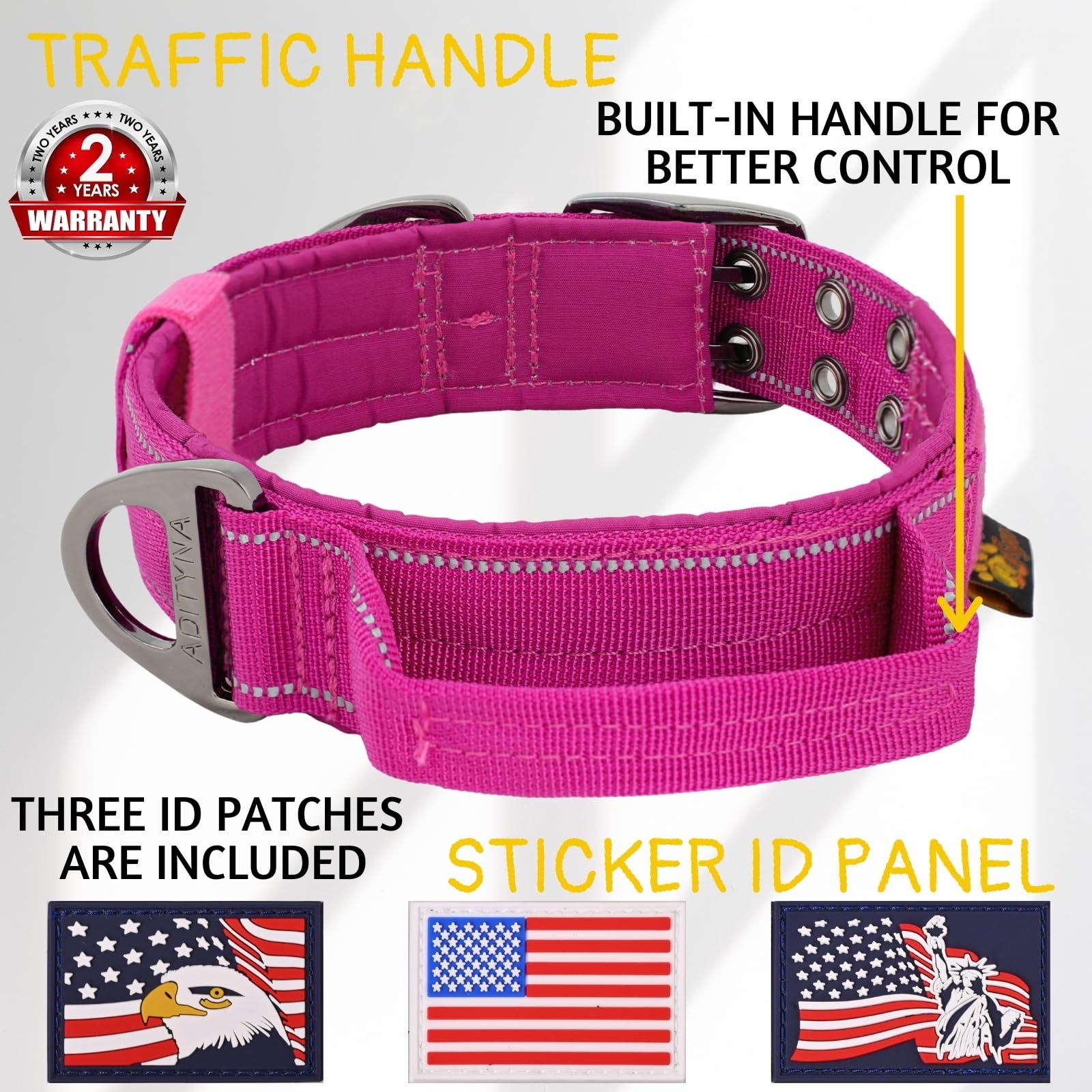 ADITYNA handle close-up highlighting sturdy D-ring and reliable leash connection