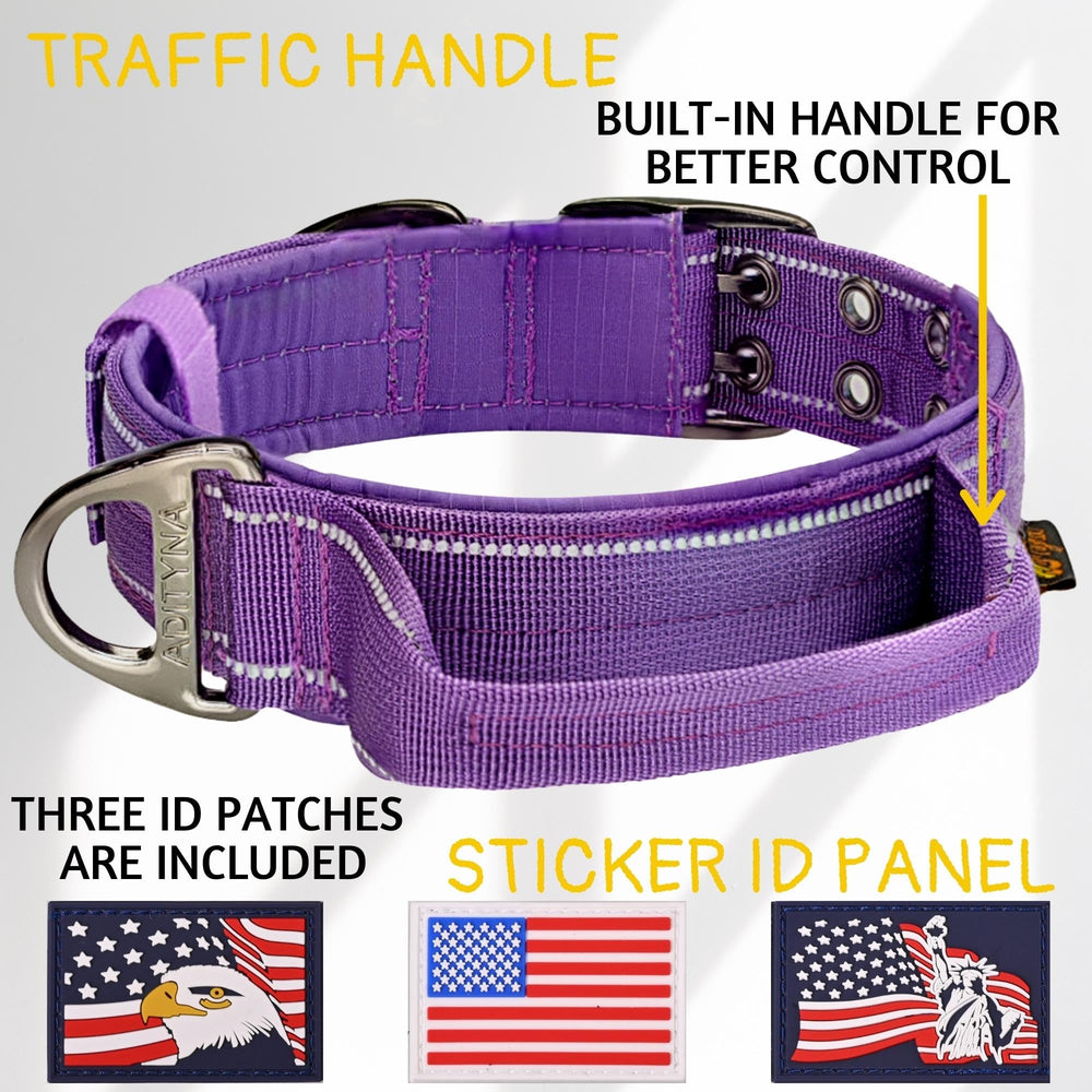 ADITYNA heavy-duty dog collar handle closeup showing easy-grab control.