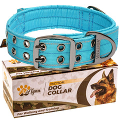 ADITYNA heavy-duty collar blue reflective flat view highlights daytime visibility during walks