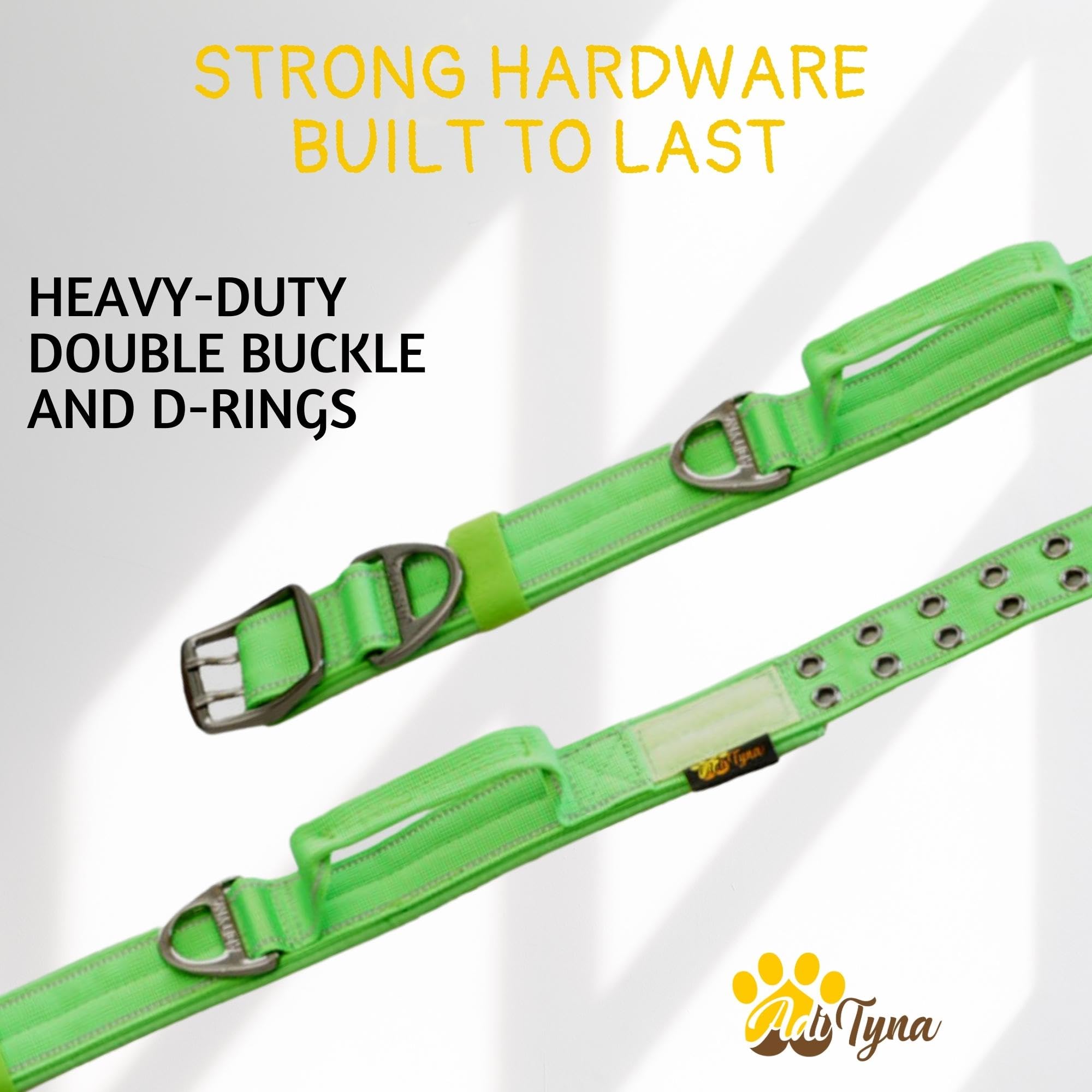 ADITYNA heavy-duty dog collar neoprene padding seen for comfortable all-day wear