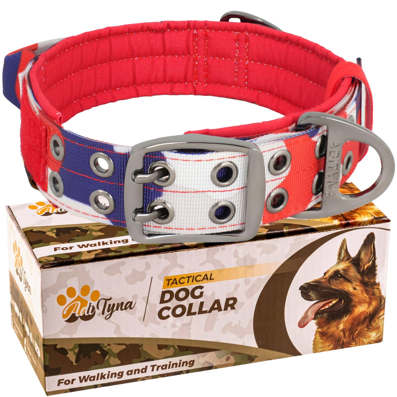 ADITYNA heavy-duty dog collar outdoor-adventure ready for rugged trails.