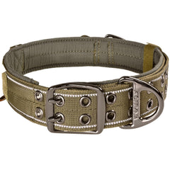 ADITYNA heavy-duty dog collar with reflective green handle for controlled training.