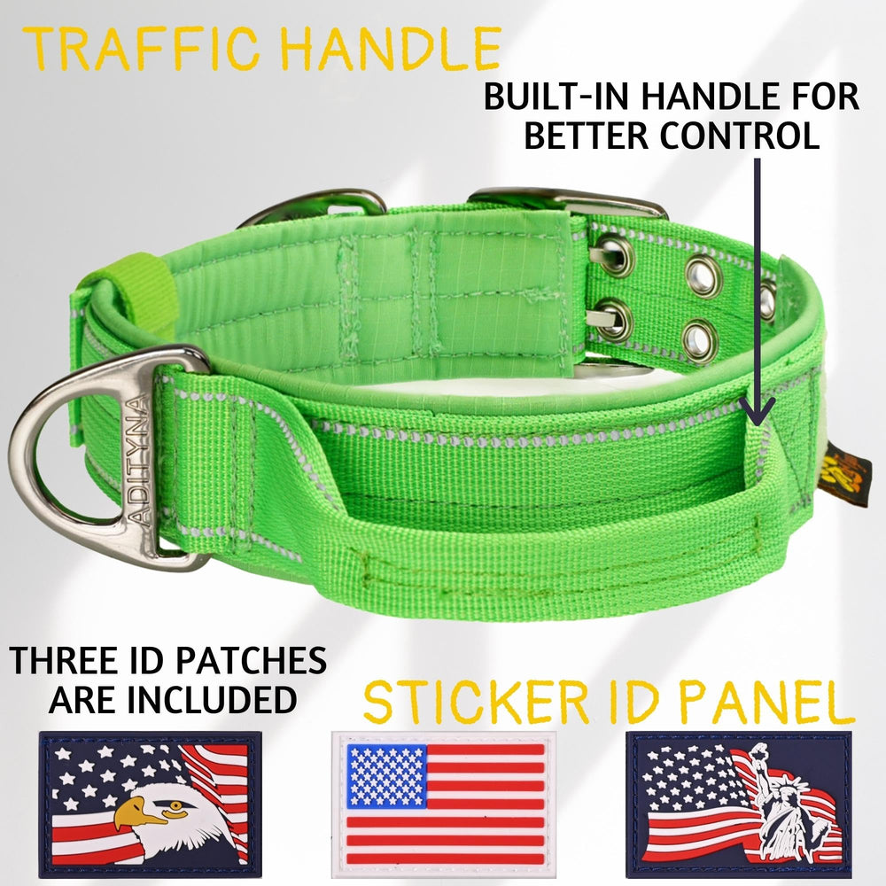 ADITYNA heavy-duty dog collar reflective stitching visible for safer nighttime walking