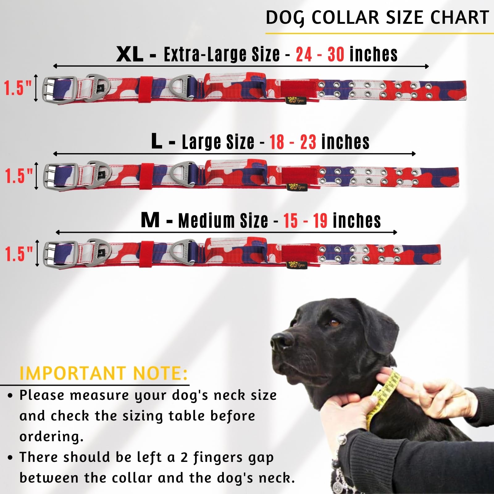 ADITYNA adjustable collar size 15-19 inch fit for medium dogs.