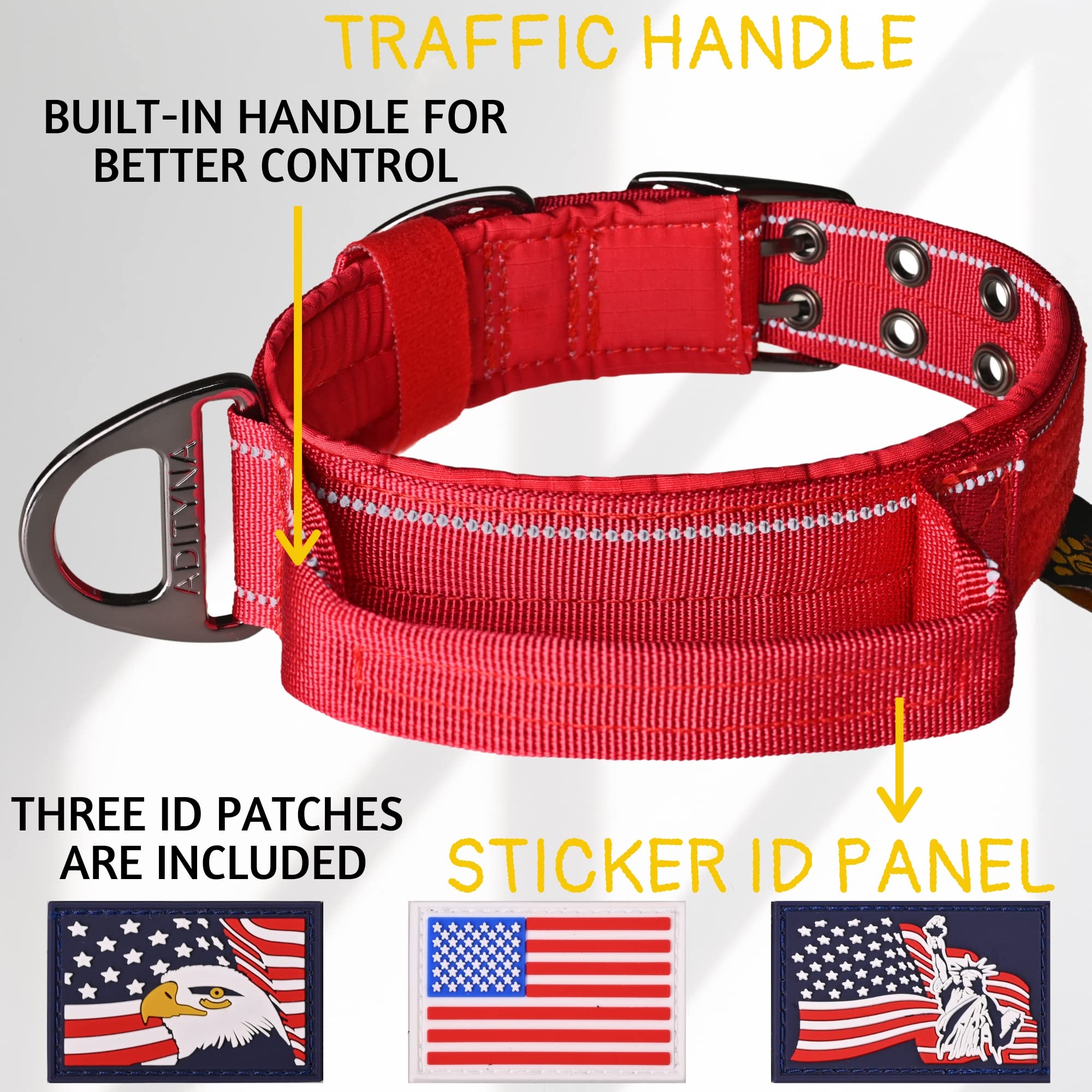 ADITYNA heavy-duty dog collar XXL reflective stitching—visible safety during night walks.