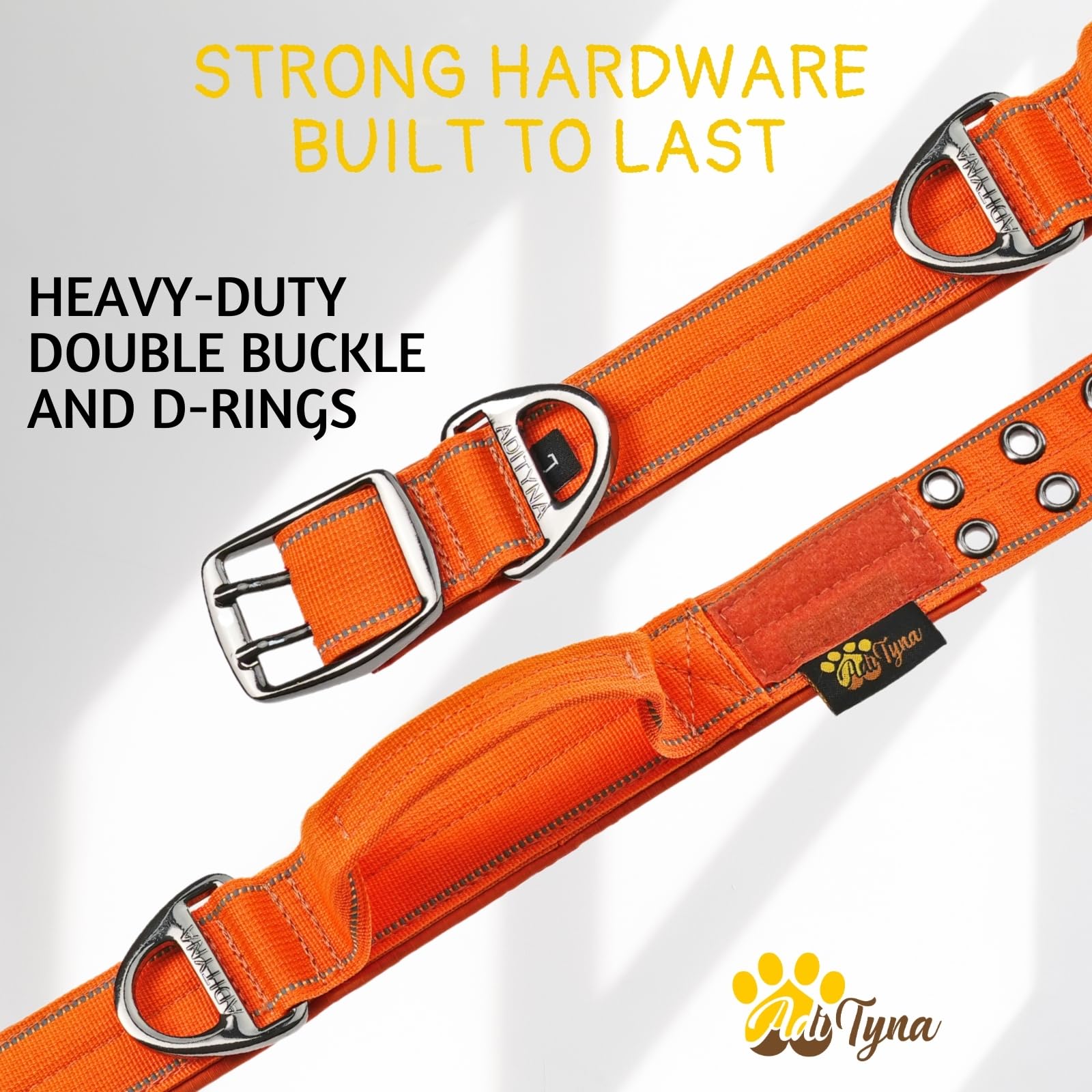 ADITYNA neck-size guide image helps choose the right fit for medium dogs