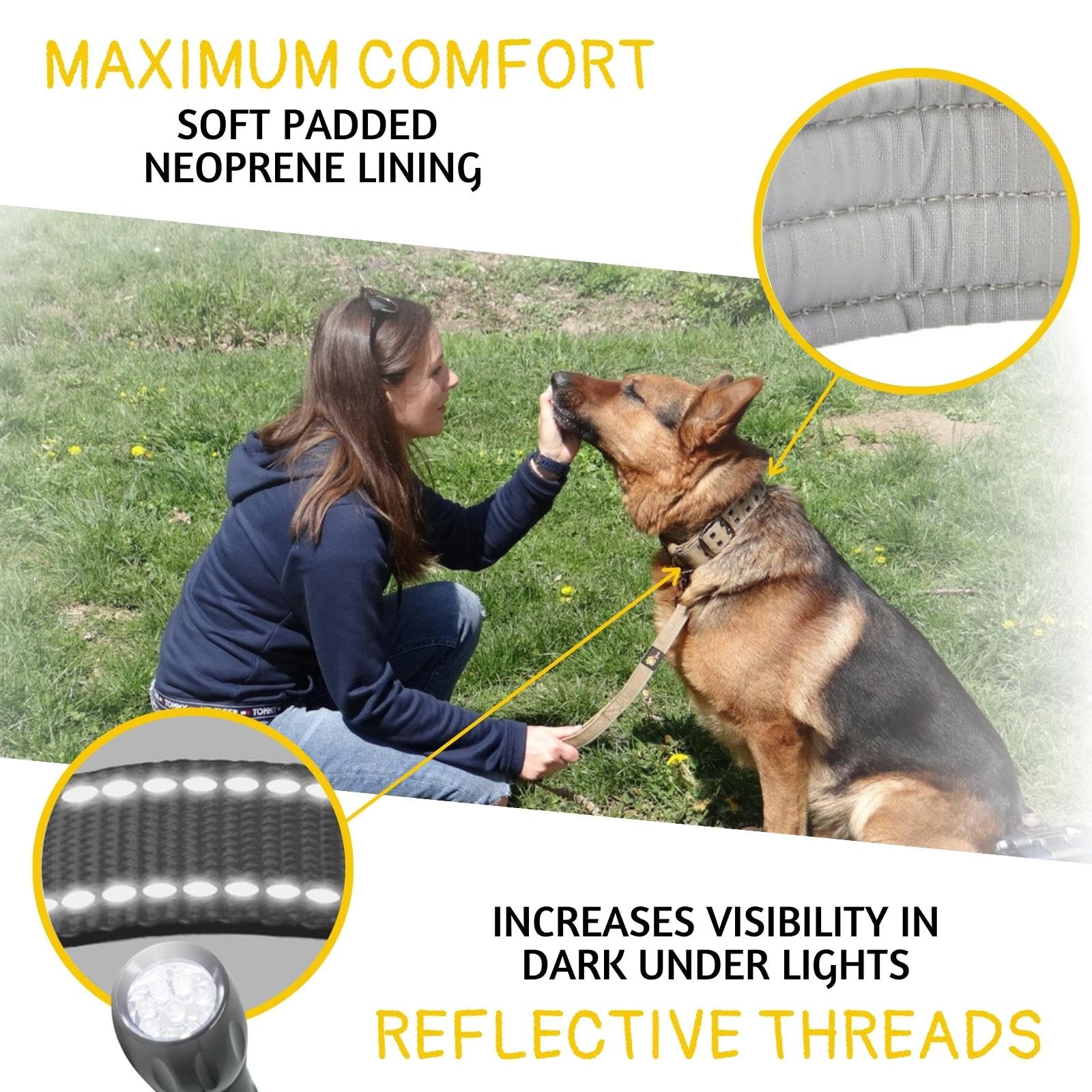 ADITYNA neoprene-padded collar delivers soft comfort and reduces chafing