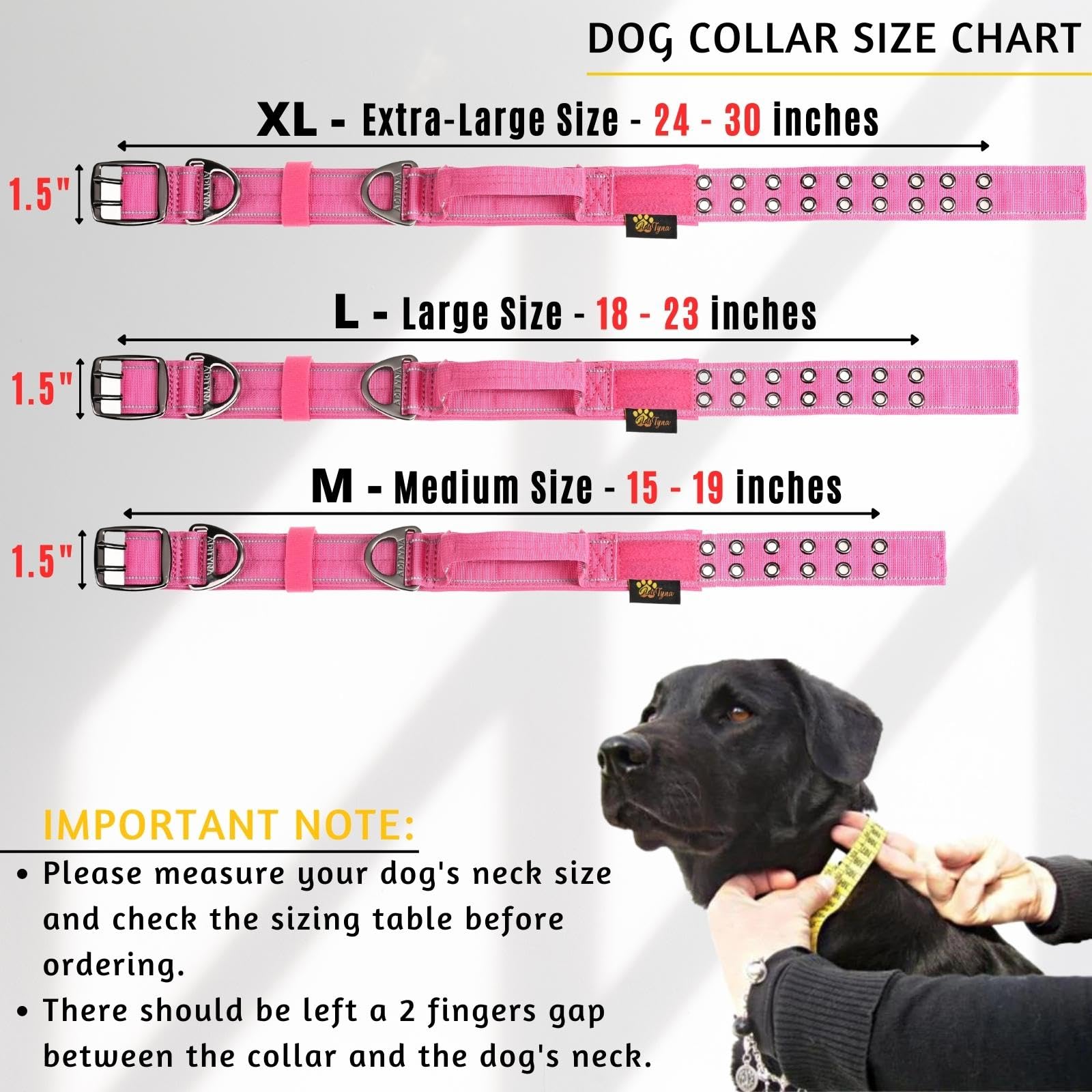 ADITYNA neoprene padded wide dog collar with 1.5 inch width for comfortable control