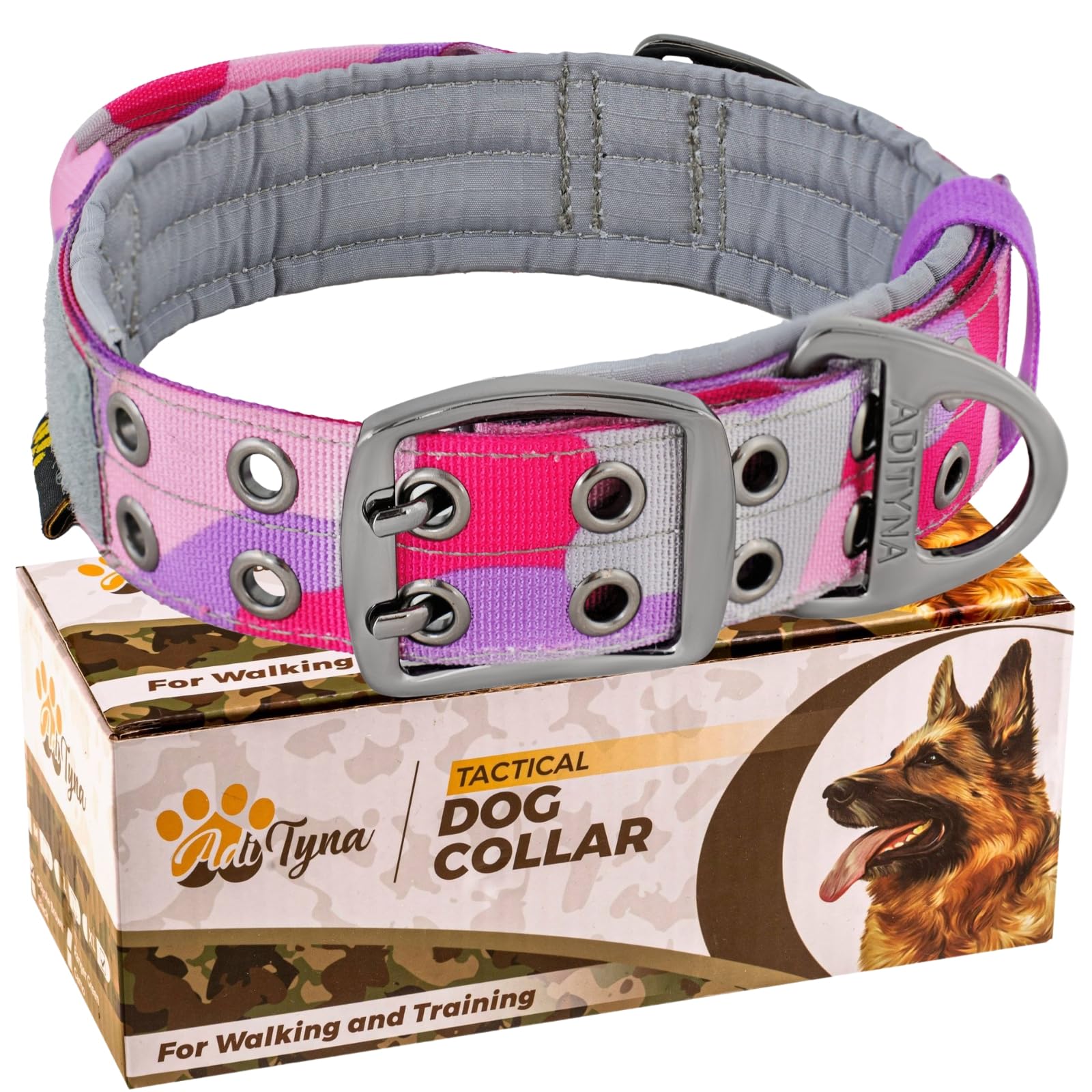 ADITYNA weather-resistant collar image illustrates durable outdoor performance.