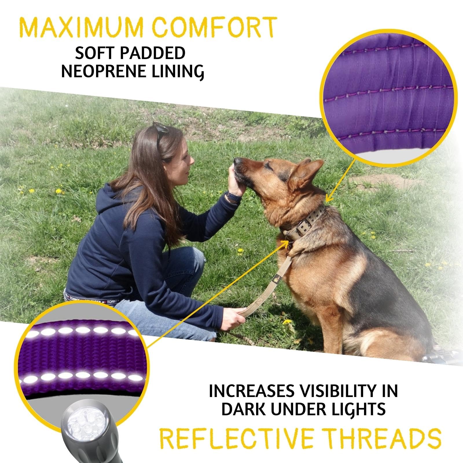 ADITYNA wide 1-5 inch nylon collar supports control during active outings