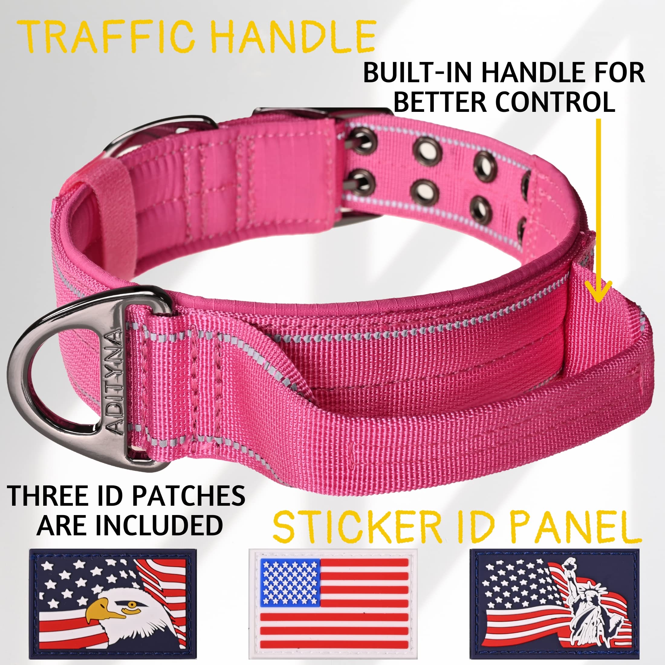 ADITYNA wide 1.5-inch pink dog collar for comfort and control