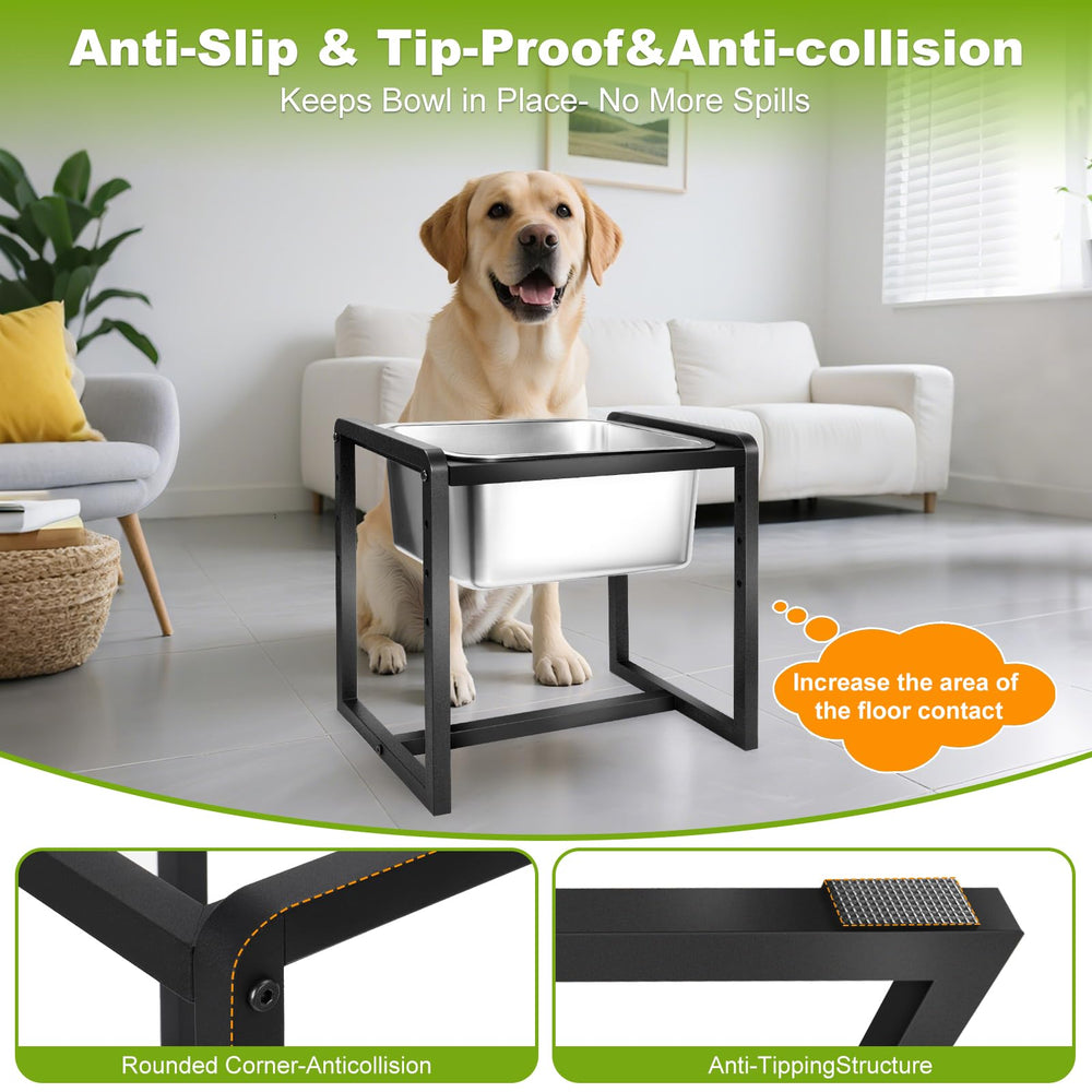 Adjustable Height Elevated Large Dog Water Bowl with spill-resistant design.